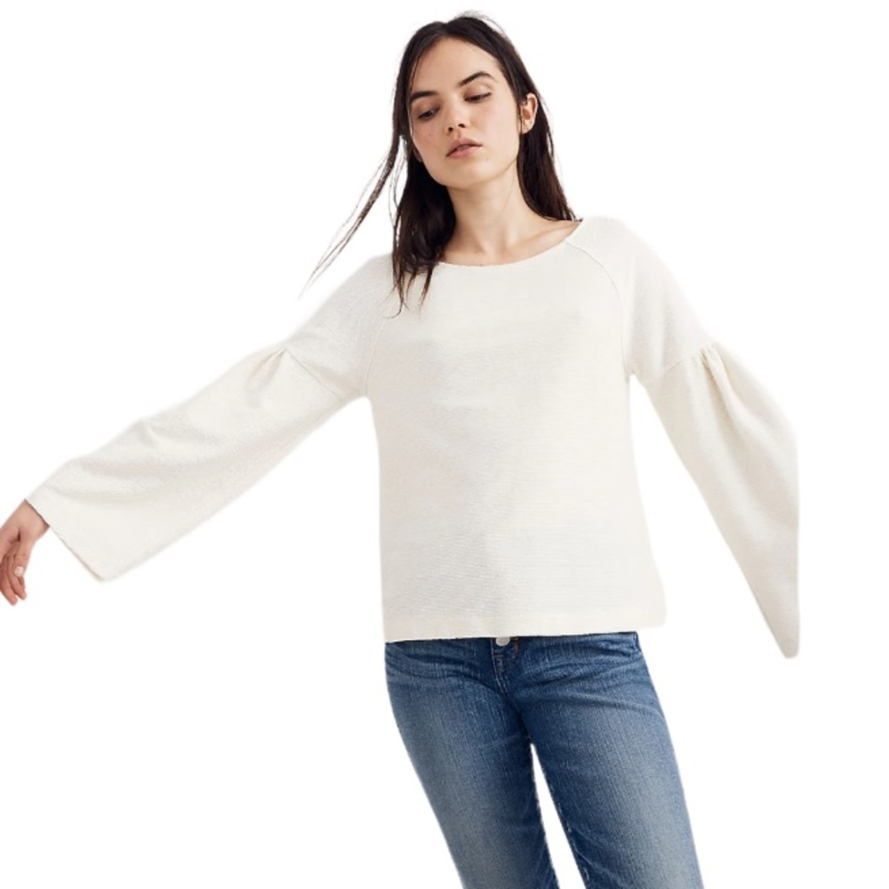 Madewell Texture and Thread Shirred Bell Sleeve Top